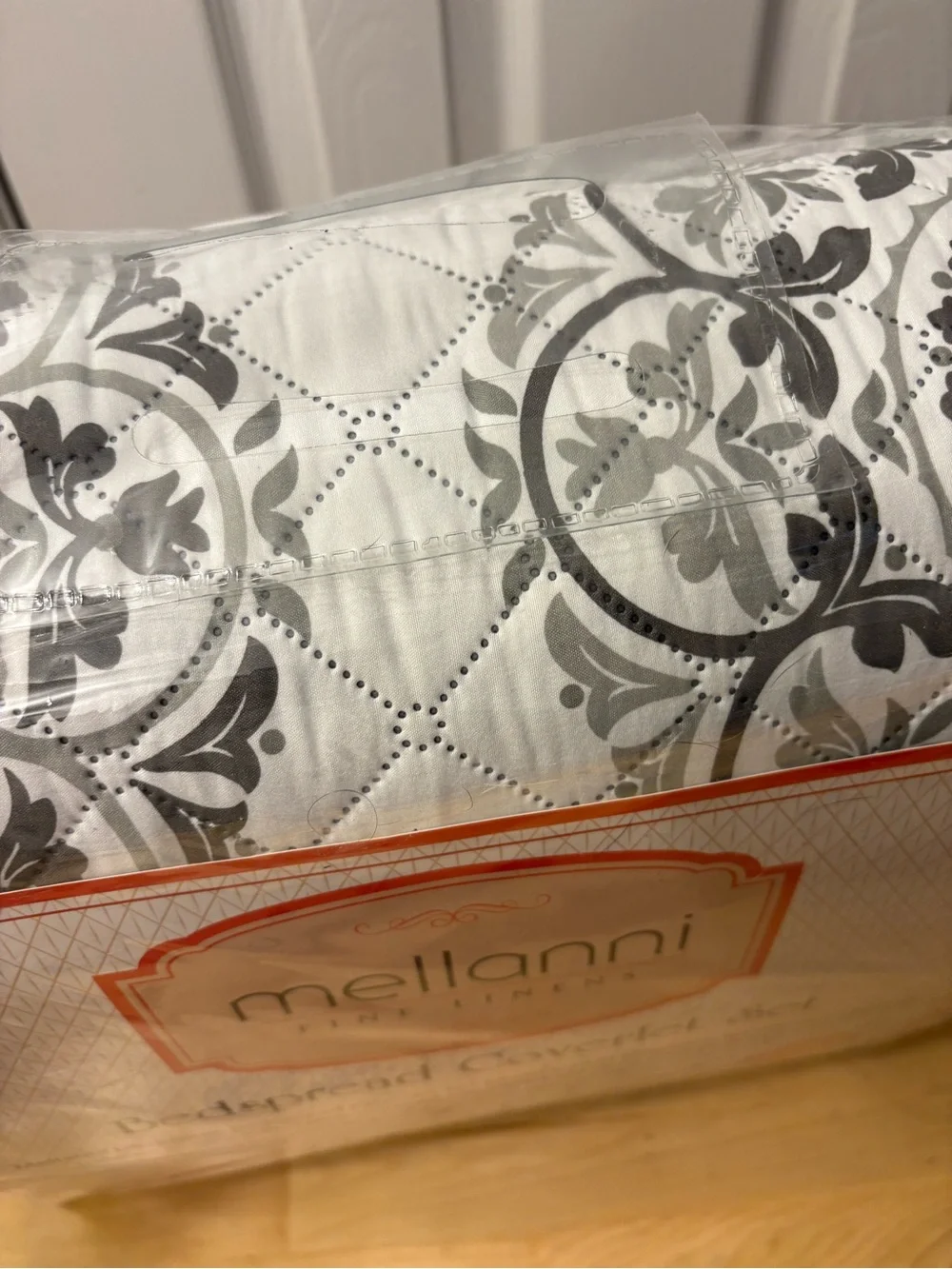 Neutral Gray and White Decorative Quilted Bedspread